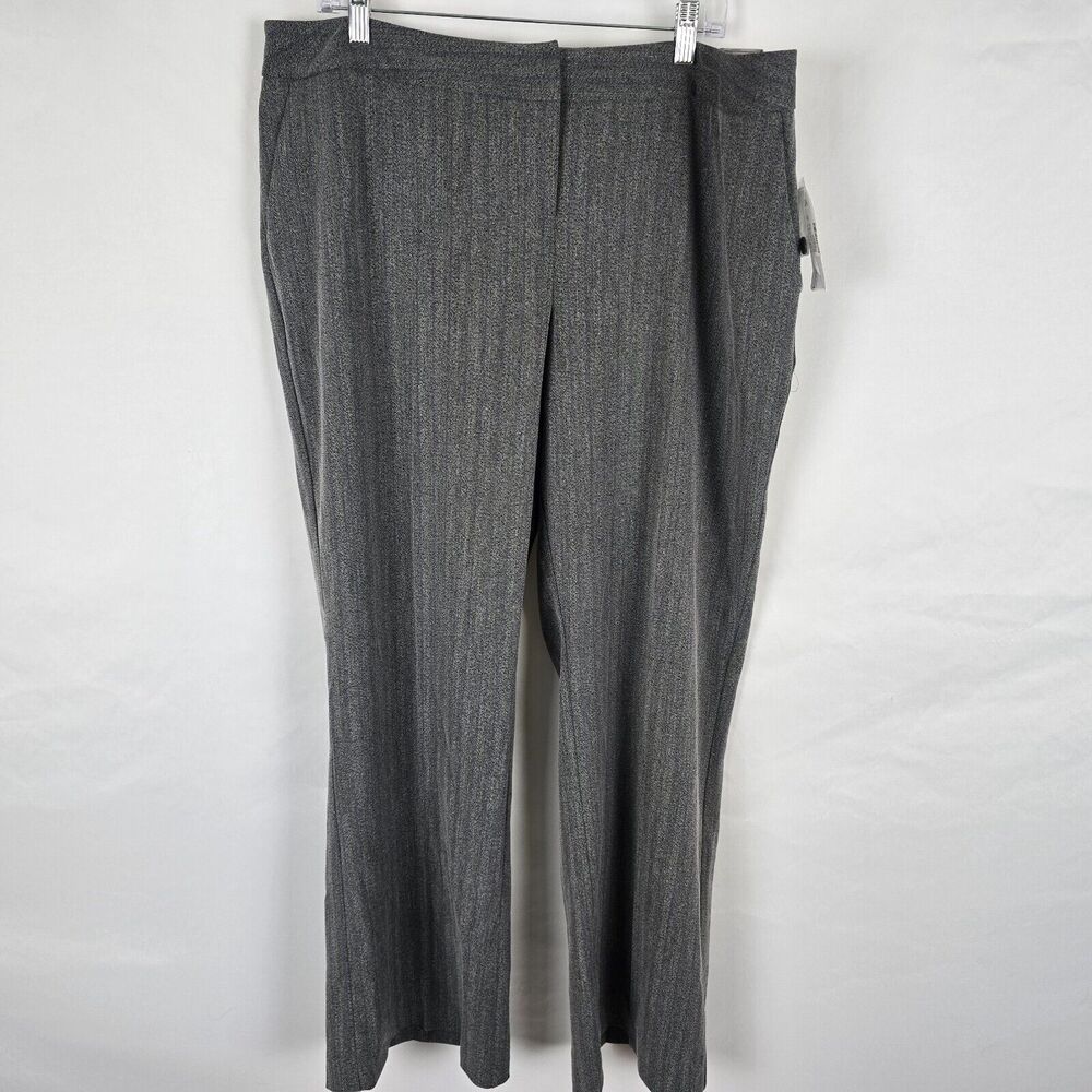 Fashion Bug Pants Women's 20W Gray Purple Pinstripe Flat Front Straight Leg
